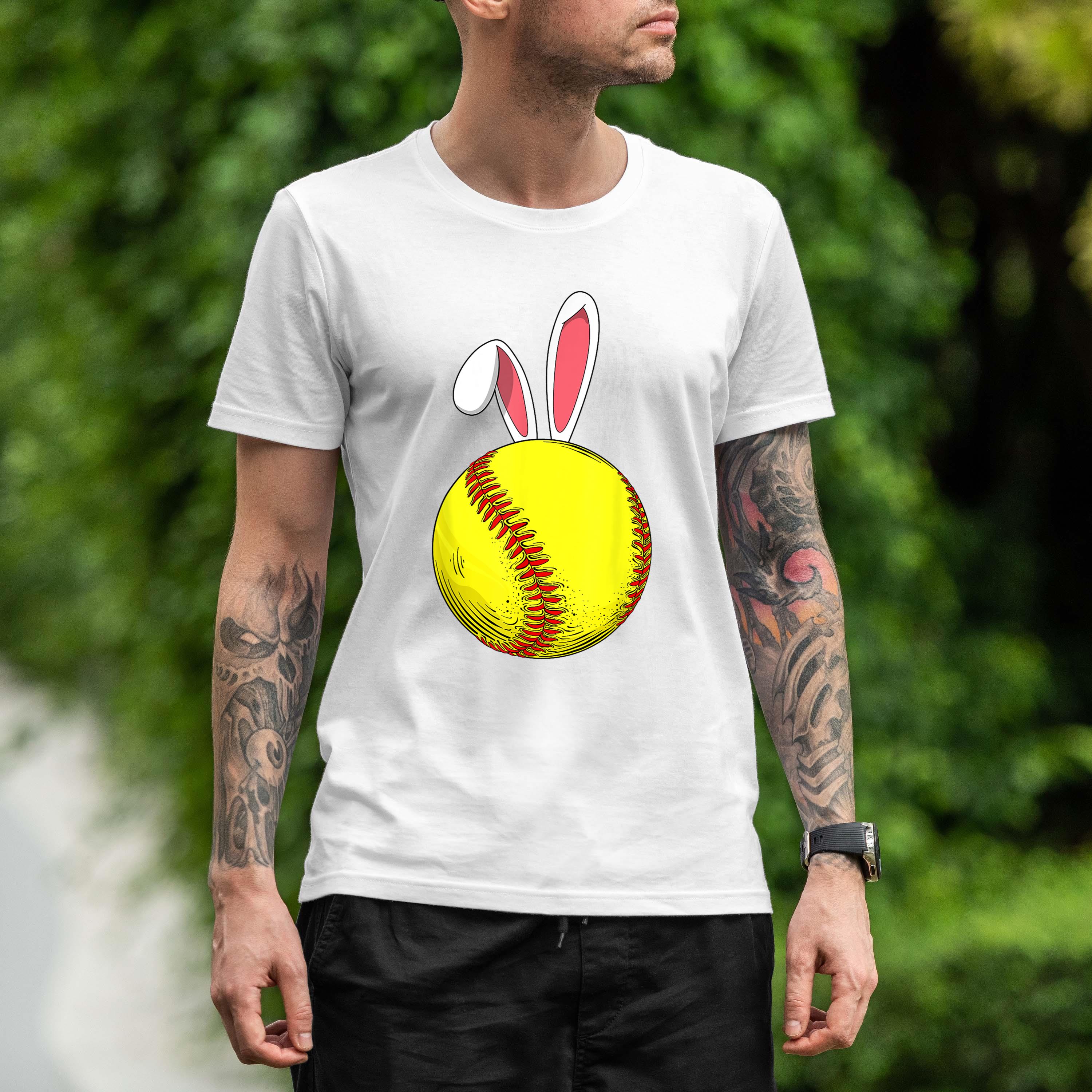 Easter Softball Bunny Rabbit Ears For Mom Kids Boys Softball Shirt 